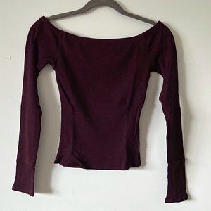 Burgundy off shoulder knit sweater